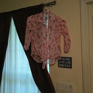 Sheer pink flower dress top nwot